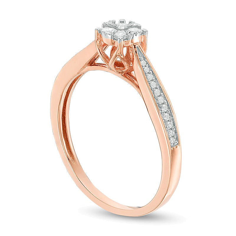 0.2 CT. TW Multi-Diamond Promise Ring in 10K Rose Gold