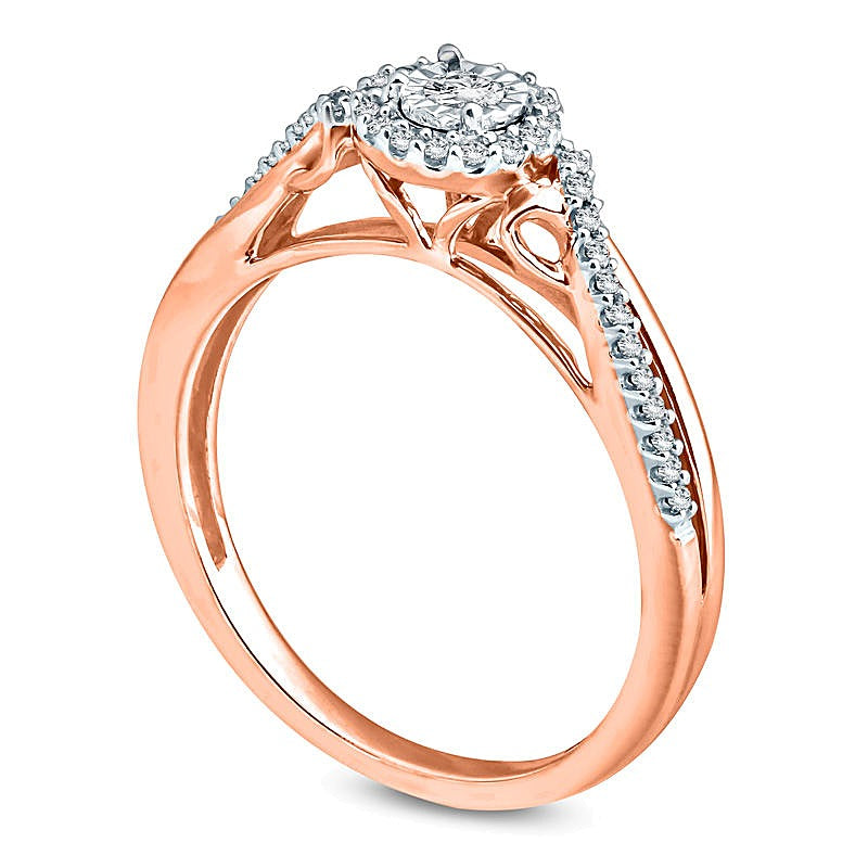 0.2 CT. TW Diamond Frame Twist Shank Promise Ring in 10K Rose Gold