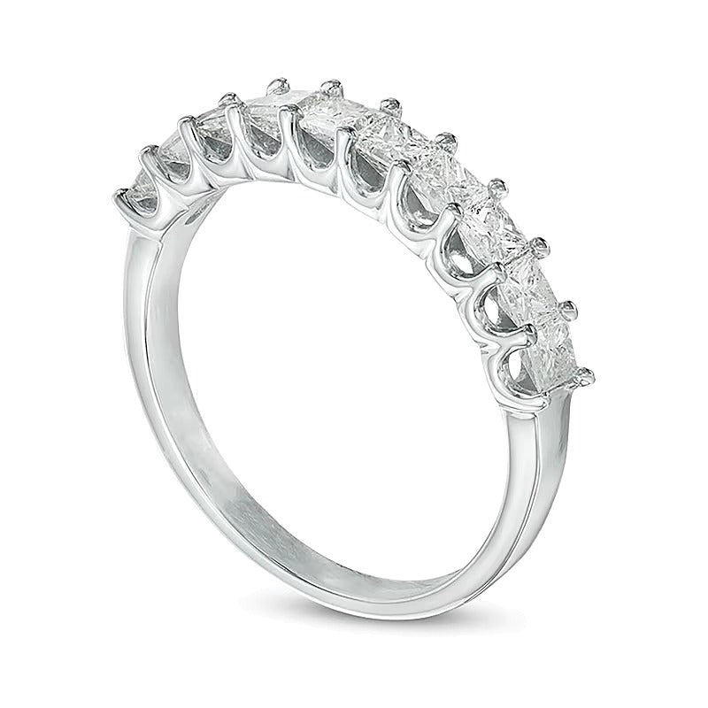 1.0 CT. TW Princess-Cut Diamond High Profile Ten Stone Ring in 14K White Gold