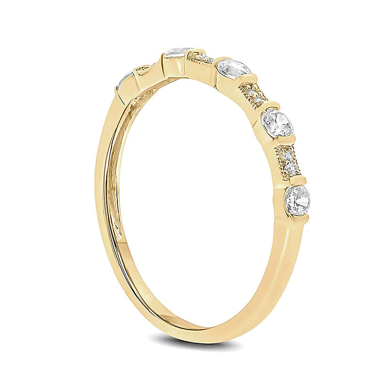 0.33 CT. TW Diamond Vintage-Style Stack Anniversary Band in 10K Gold