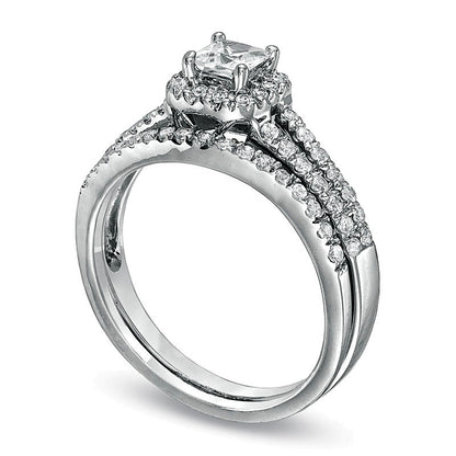 0.5 CT. TW Princess-Cut Diamond Frame Split Shank Bridal Set in 14K White Gold