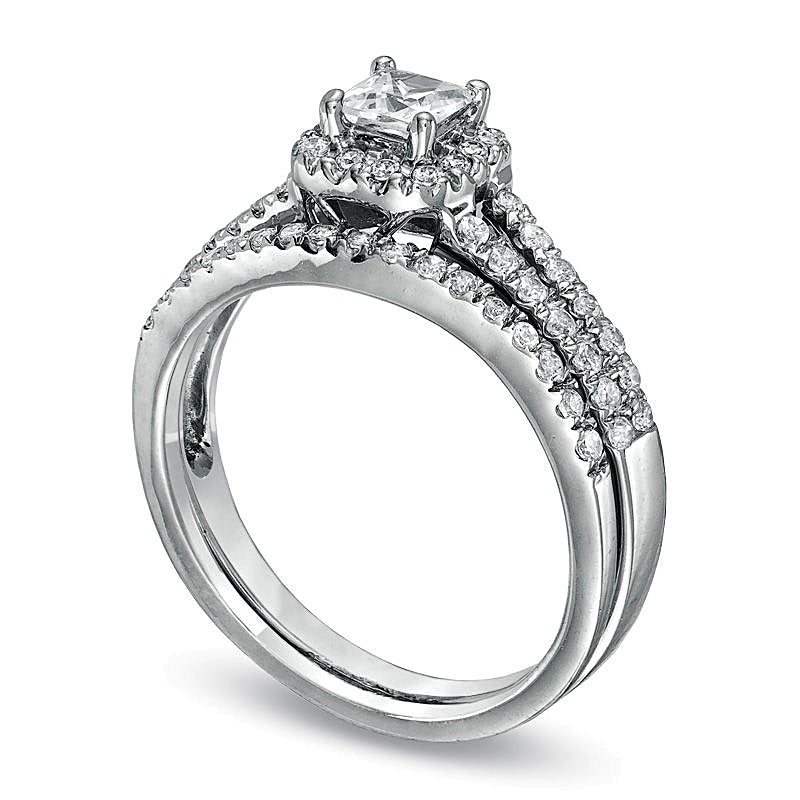 0.5 CT. TW Princess-Cut Diamond Frame Split Shank Bridal Set in 14K White Gold