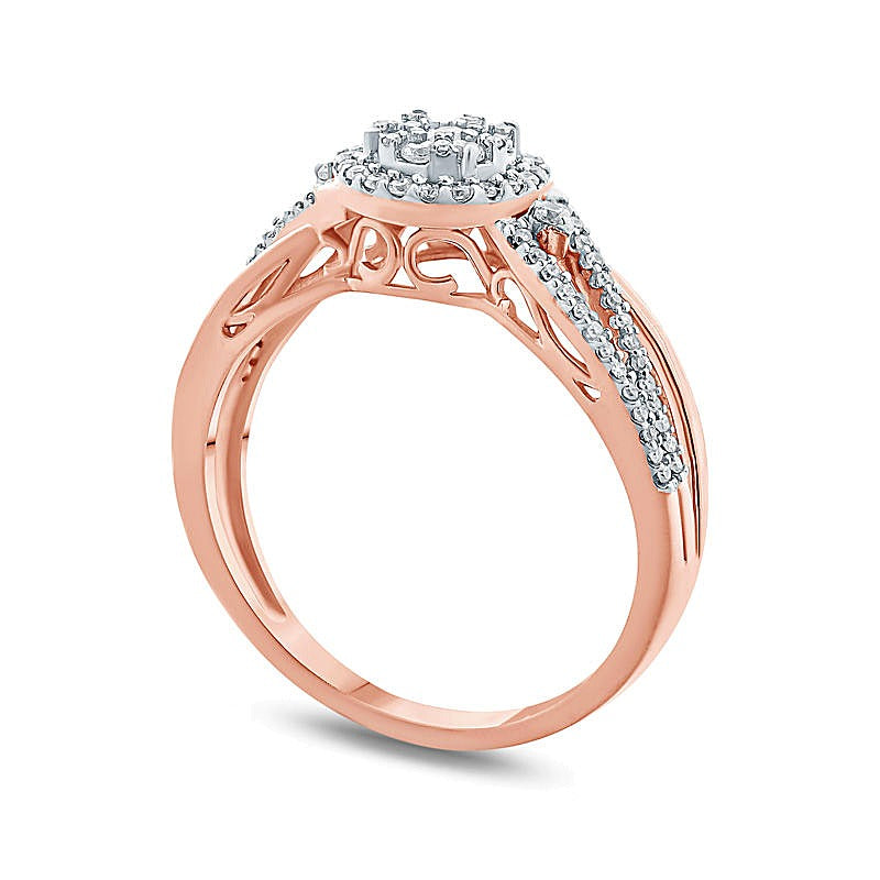 0.33 CT. TW Composite Diamond Swirl Frame Split Shank Ring in 10K Rose Gold