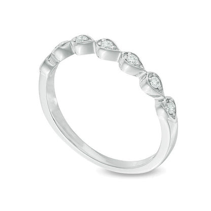 0.1 CT. TW Diamond Seven Stone Sideways Teardrop Anniversary Band in 10K White Gold