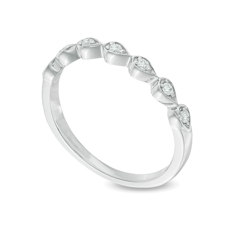 0.1 CT. TW Diamond Seven Stone Sideways Teardrop Anniversary Band in 10K White Gold