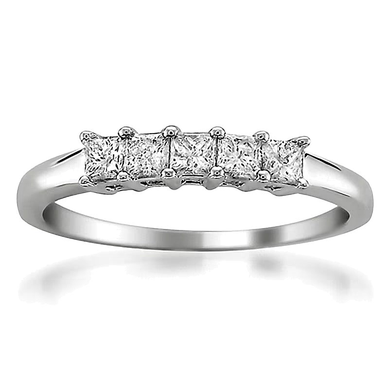 0.5 CT. TW Princess-Cut Diamond High Profile Five Stone Ring in 14K White Gold