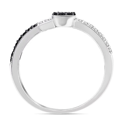 0.33 CT. TW Black and White Diamond Bypass Open Ring in 10K White Gold