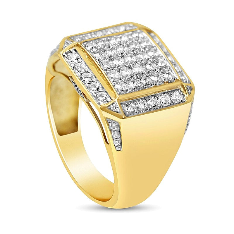 2.13 CT. TW Multi-Diamond Frame Square-Top Ring in 10K Gold