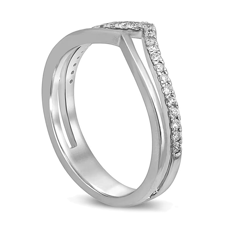 0.2 CT. TW Diamond Chevron Anniversary Ring in 10K White Gold