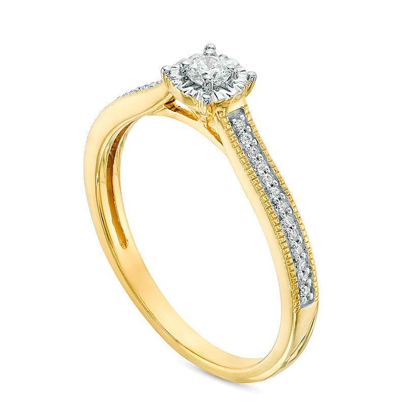 0.17 CT. TW Diamond Vintage-Style Promise Ring in 10K Gold