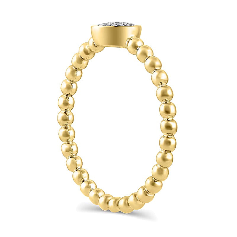 0.1 CT. TW Round Multi-Diamond Bead Shank Ring in 10K Gold