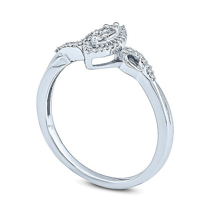 0.1 CT. TW Composite Diamond Marquise Frame Twist Loop Promise Ring in 10K White Gold