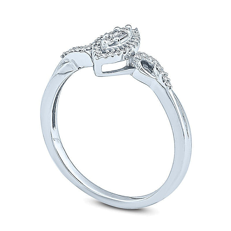 0.1 CT. TW Composite Diamond Marquise Frame Twist Loop Promise Ring in 10K White Gold