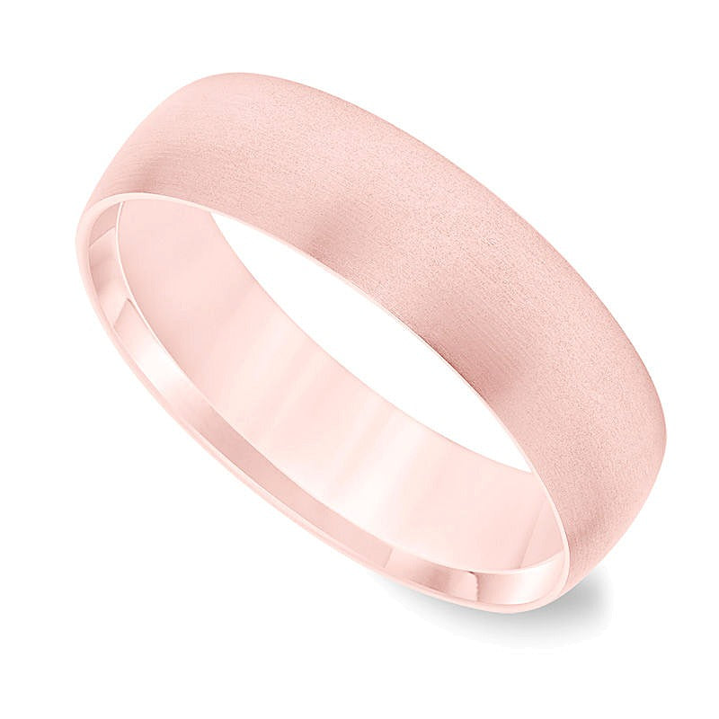 6.0mm Comfort-Fit Matte Wedding Band in 14K Rose Gold