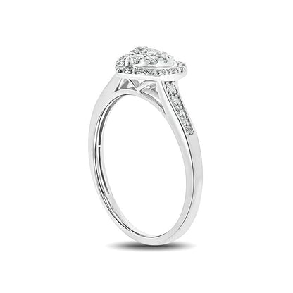 0.2 CT. TW Composite Diamond Heart-Shape Frame Promise Ring in 10K White Gold