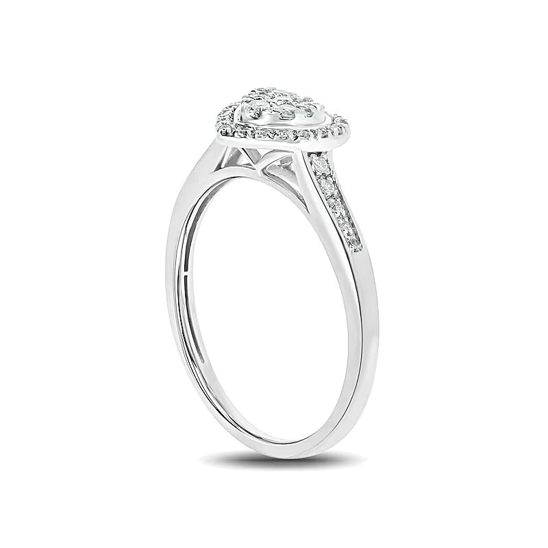 0.2 CT. TW Composite Diamond Heart-Shape Frame Promise Ring in 10K White Gold