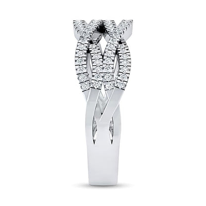 0.38 CT. TW Diamond Multi-Row Criss-Cross Open Shank Ring in 10K White Gold