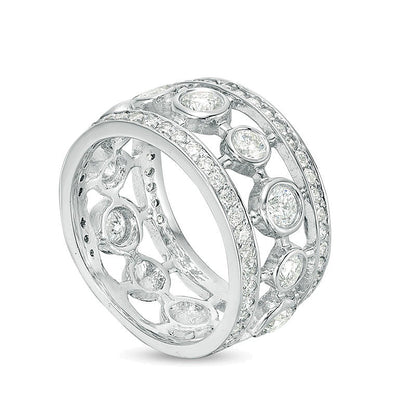 1.75 CT. TW Diamond Open Vintage-Style Wide Eternity Band in 14K White Gold