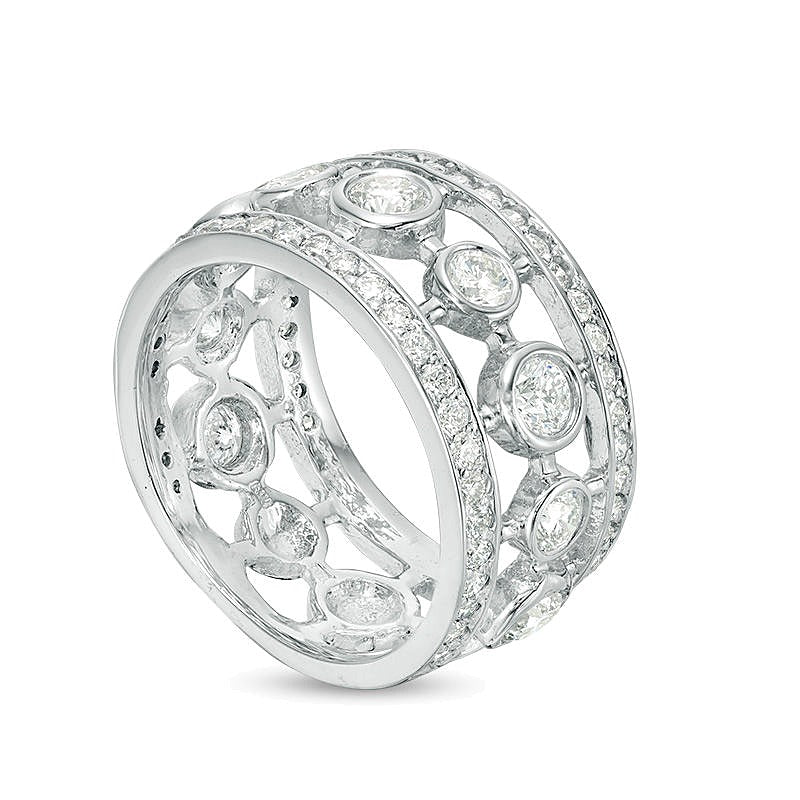 1.75 CT. TW Diamond Open Vintage-Style Wide Eternity Band in 14K White Gold