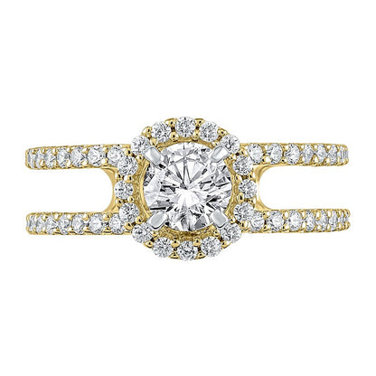 1.2 CT. TW Diamond Frame Double Row Open Shank Engagement Ring in 14K Gold (I/I2)