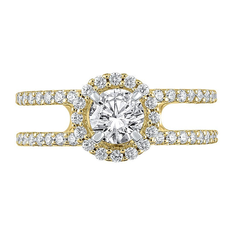 1.2 CT. TW Diamond Frame Double Row Open Shank Engagement Ring in 14K Gold (I/I2)