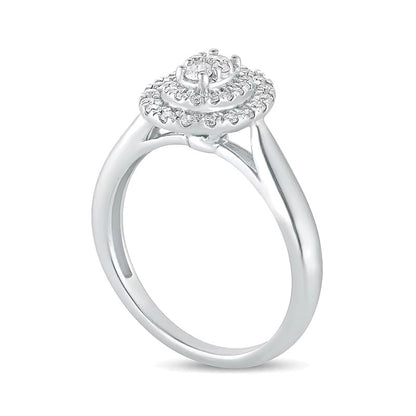 0.33 CT. TW Composite Oval Diamond Double Frame Engagement Ring in 10K White Gold