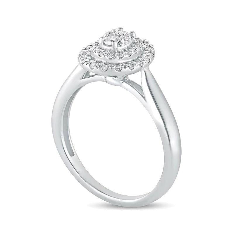 0.33 CT. TW Composite Oval Diamond Double Frame Engagement Ring in 10K White Gold