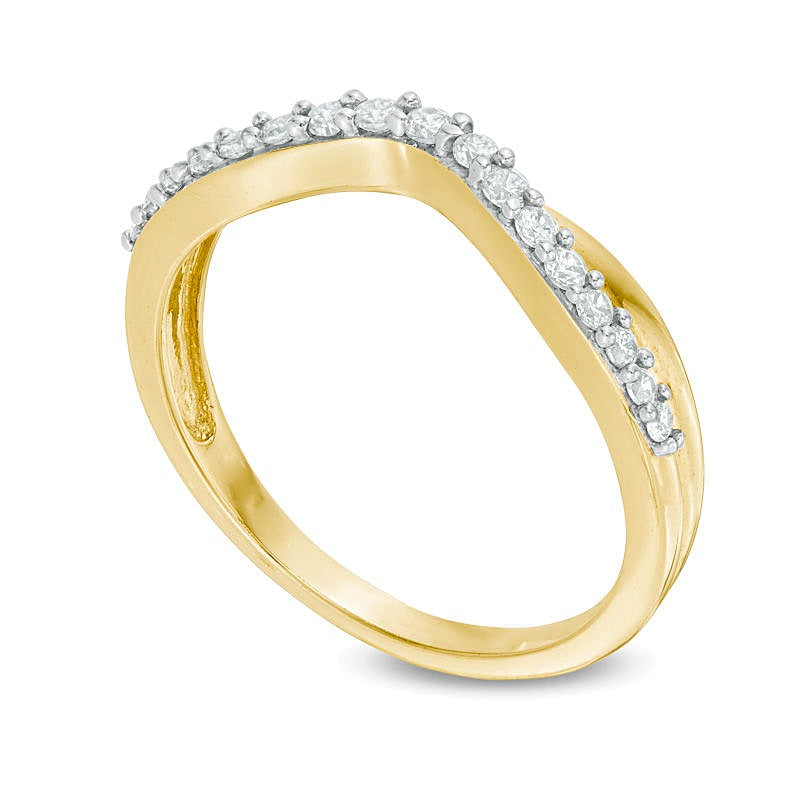 0.25 CT. TW Diamond Twist Contour Wedding Band in 14K Gold