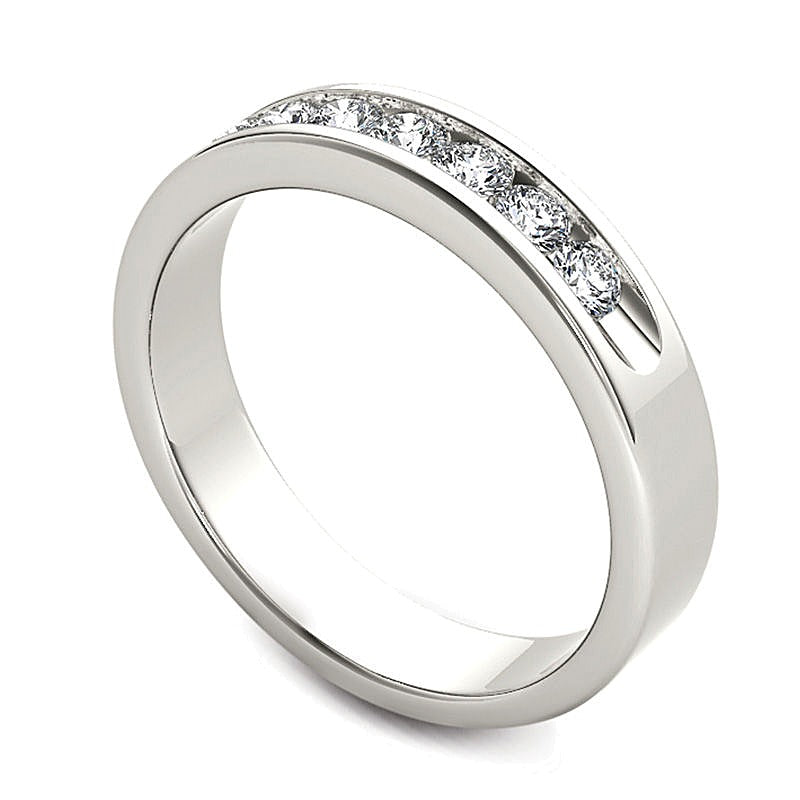 0.5 CT. TW Diamond Seven Stone Wedding Band in 14K White Gold