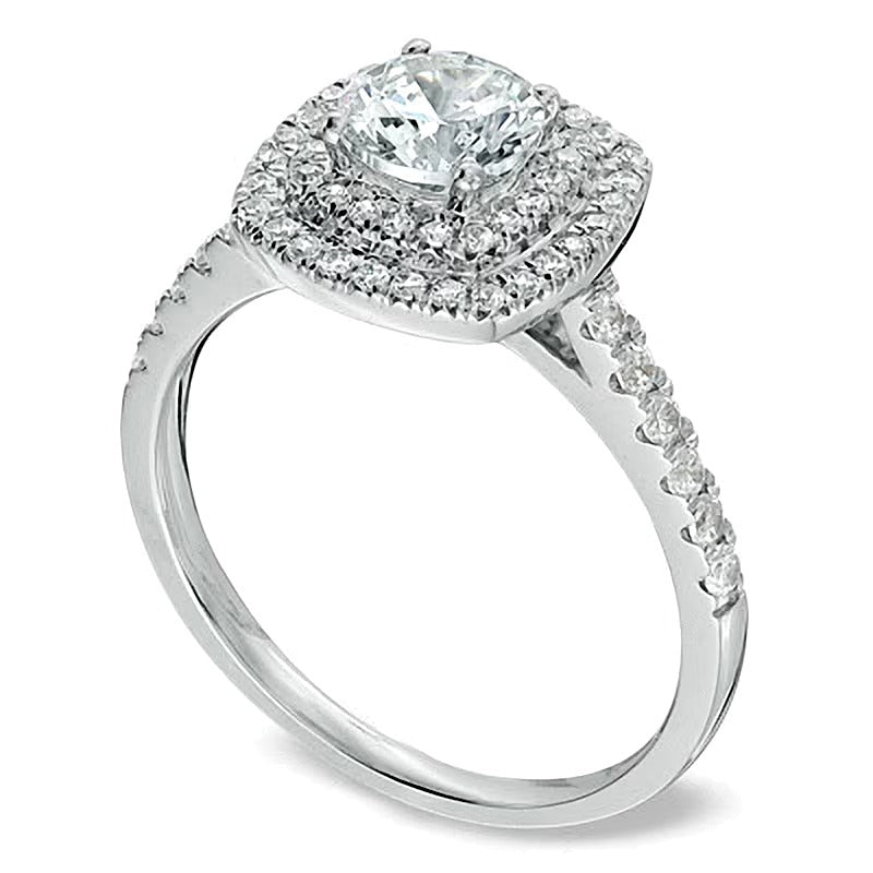 1.2 CT. TW Diamond Square Double Frame Engagement Ring in 14K White Gold