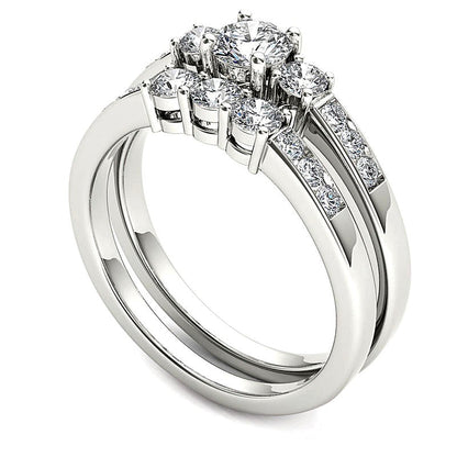 1.0 CT. TW Diamond Three Stone Bridal Set in 14K White Gold