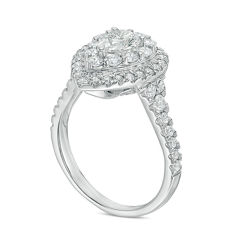 1.75 CT. TW Pear-Shaped Diamond Double Frame Engagement Ring in 14K White Gold (I/SI2)