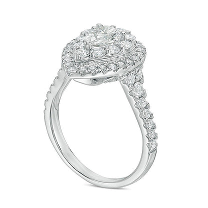 1.75 CT. TW Pear-Shaped Diamond Double Frame Engagement Ring in 14K White Gold (I/SI2)