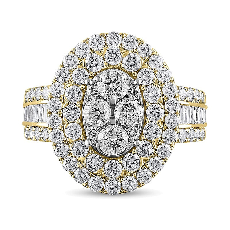 2.5 CT. TW Oval Multi-Diamond Double Frame Engagement Ring in 10K Gold