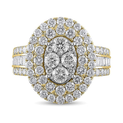 2.5 CT. TW Oval Multi-Diamond Double Frame Engagement Ring in 10K Gold