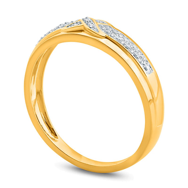0.05 CT. TW Diamond Criss-Cross Wedding Band in 10K Gold