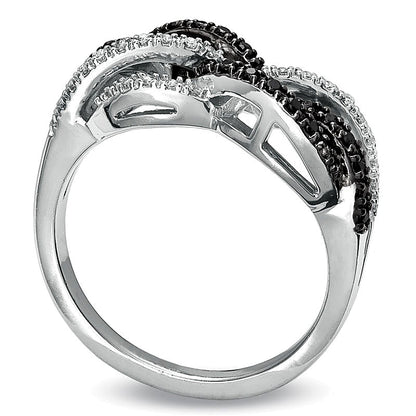 0.25 CT. TW Black and White Diamond Braided Twist Ring in 10K White Gold