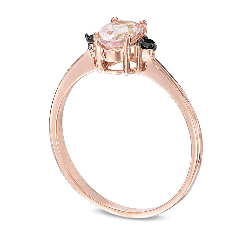 Oval Morganite and Black Diamond Accent Ring in 10K Rose Gold