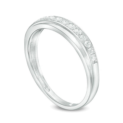0.25 CT. TW Diamond Slant Wedding Band in 10K White Gold