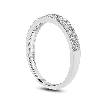 0.2 CT. TW Baguette and Round Diamond Double Row Anniversary Band in 10K White Gold