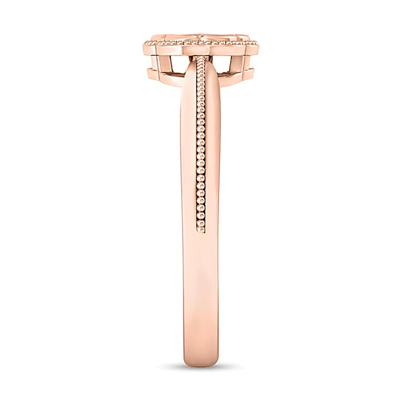 0.1 CT. TW Multi-Diamond Floral Frame Vintage-Style Ring in 10K Rose Gold