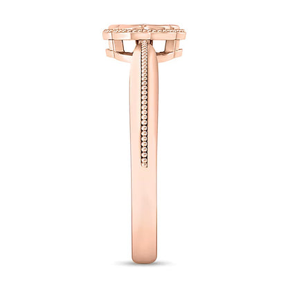 0.1 CT. TW Multi-Diamond Floral Frame Vintage-Style Ring in 10K Rose Gold