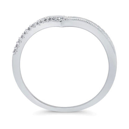 0.1 CT. TW Diamond Vintage-Style Chevron Band in 10K White Gold