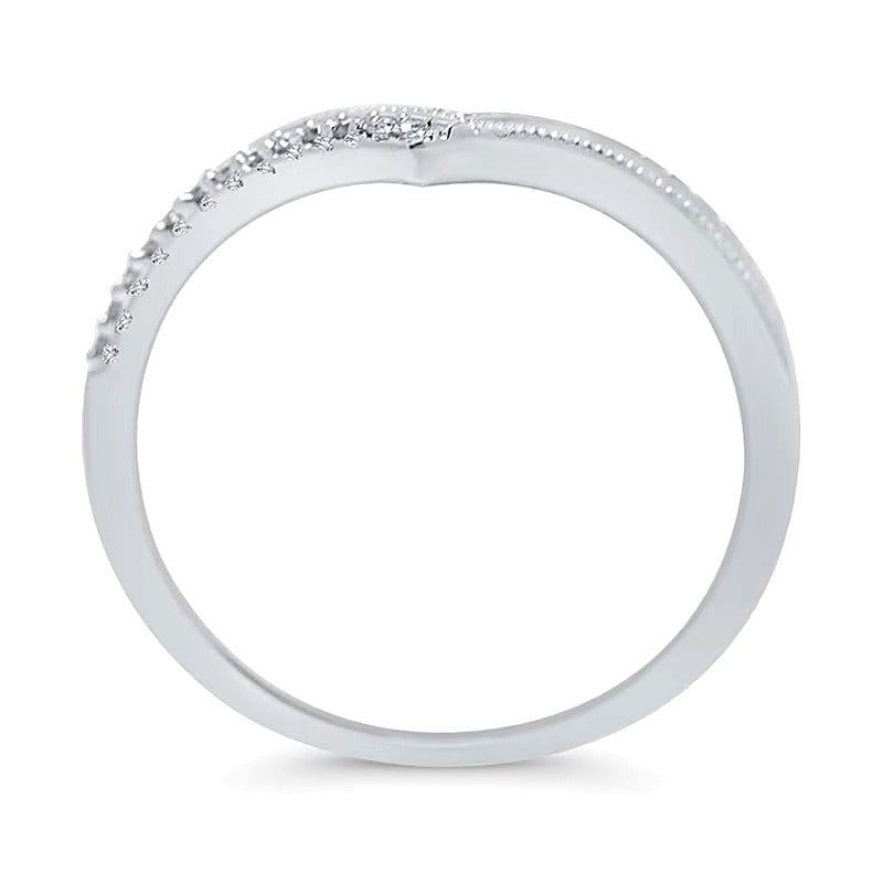 0.1 CT. TW Diamond Vintage-Style Chevron Band in 10K White Gold