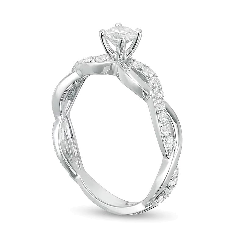 1.0 CT. TW Diamond Twist Engagement Ring in 14K White Gold
