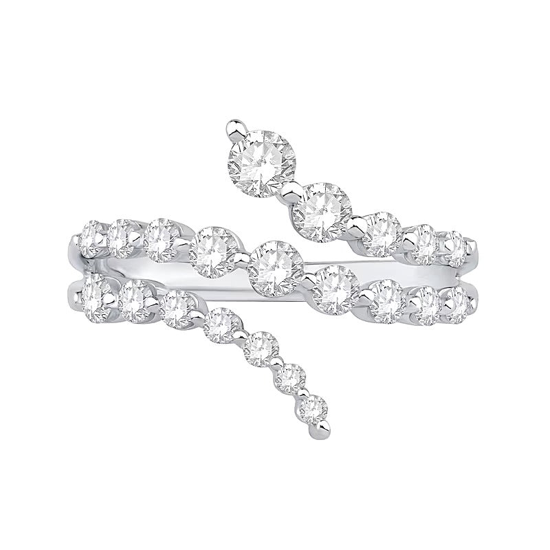 1.0 CT. TW Lab-Grown Diamond Triple Row Bypass Ring in 10K White Gold (F/VS2)