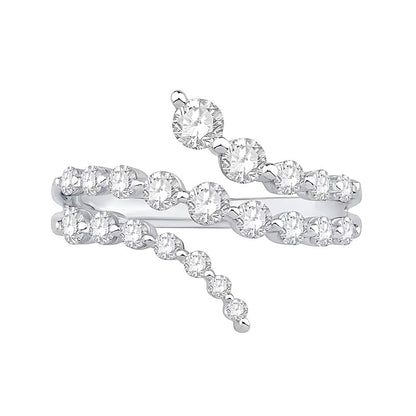 1.0 CT. TW Lab-Grown Diamond Triple Row Bypass Ring in 10K White Gold (F/VS2)