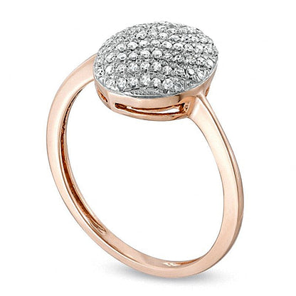 0.17 CT. TW Diamond Oval Striped Ring in 10K Rose Gold