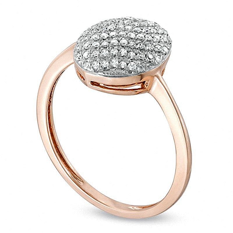 0.17 CT. TW Diamond Oval Striped Ring in 10K Rose Gold
