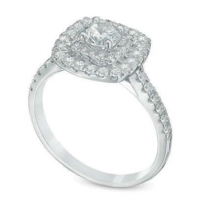 1.0 CT. TW Diamond Double Square Frame Engagement Ring in 14K White Gold